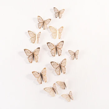 12 бр./компл. 3D Кухи Стикери за стена с Пеперуди за Детски Стаи, стикери за Домашен интериор, етикети за хладилник, направи си сам, Вечерни, Сватбени, Пеперуда