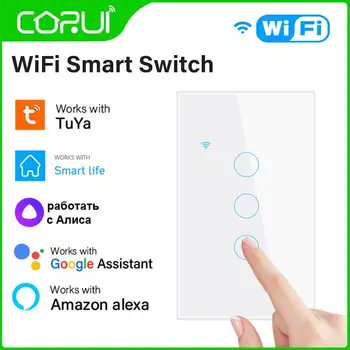 CORUI Алекса Smart Switch САЩ Стандарт на Hristo Управление С Google Home Гласово Управление на WiFi Умен Дом Сензорни Ключове Нужда от Неутрално